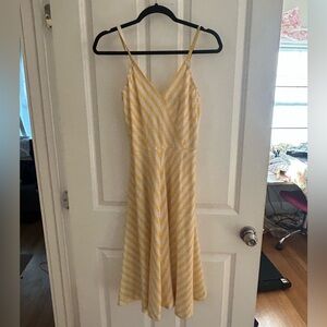 Vintage Yellow and White Striped Midi Dress